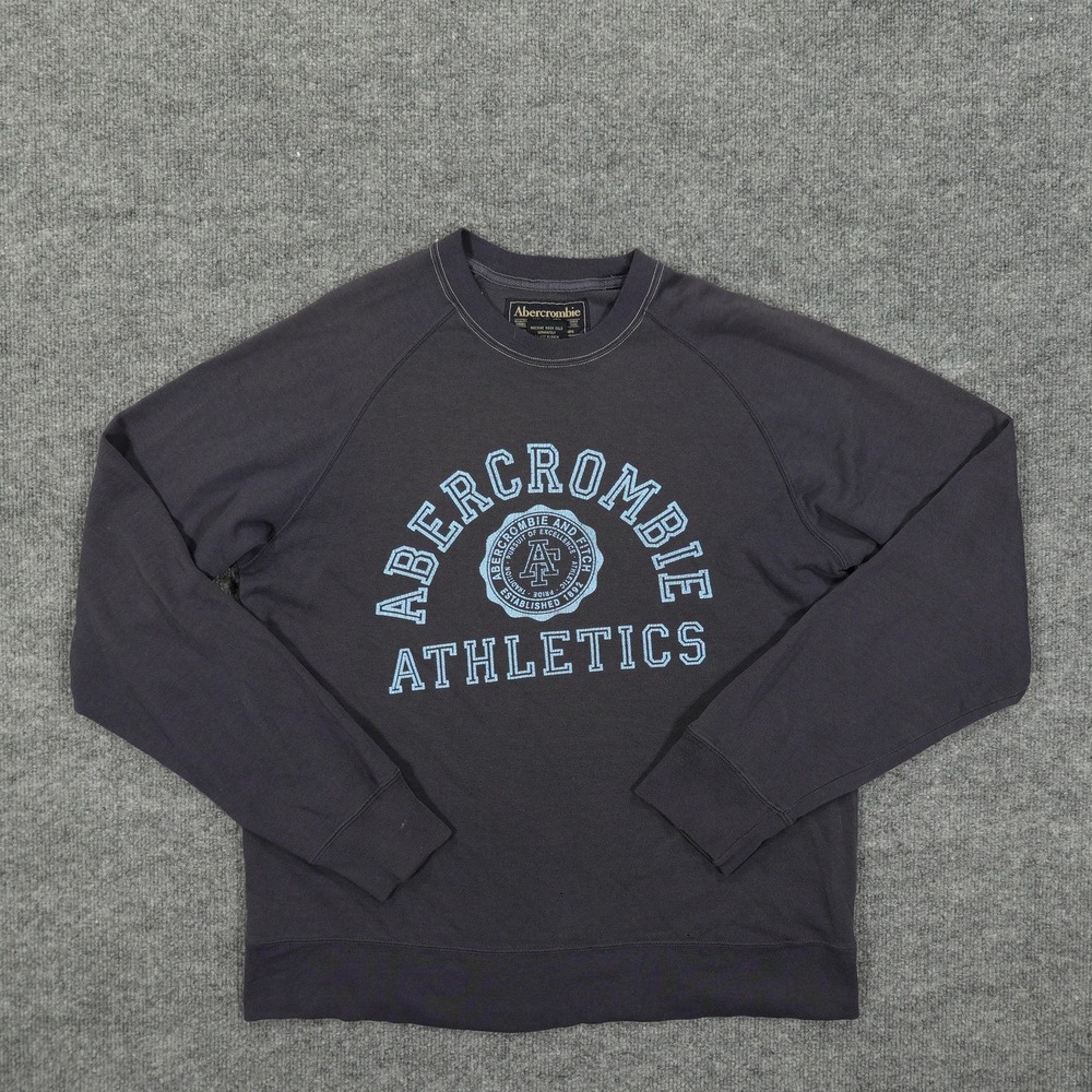 Abercrombie & Fitch Sweatshirt Mens Small Gray Athletics Crewneck Fleece Graphic